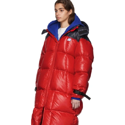 Shop Ader Error Red Down Ae Logo Puffer Coat In Red Red