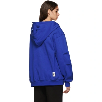 Shop Ader Error Blue Stone Logo Zip-up Hoodie In Blue Blue