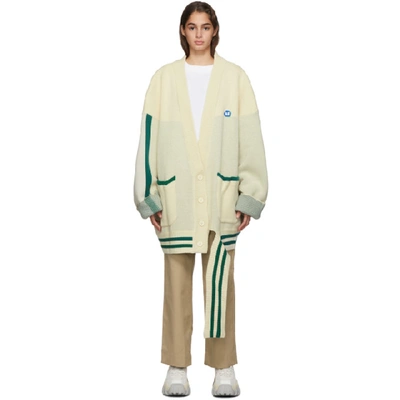 Shop Ader Error Off-white Wool Siz Cardigan In Ivory