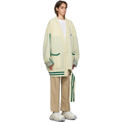 Shop Ader Error Off-white Wool Siz Cardigan In Ivory