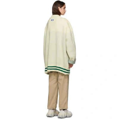 Shop Ader Error Off-white Wool Siz Cardigan In Ivory