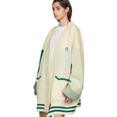 Shop Ader Error Off-white Wool Siz Cardigan In Ivory