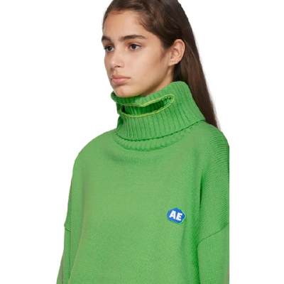 Shop Ader Error Green Wool Dumb Turtleneck In Negr Neon G