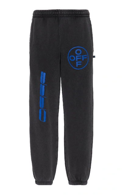 Shop Off-white Printed Cotton-jersey Track Pants In Black