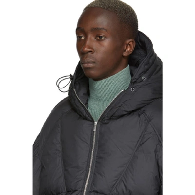 Shop Chen Peng Black Down Puffer Hoodie Coat In Cpc106blk