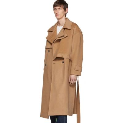 Shop Ader Error Beige Wool Robe Trench Coat