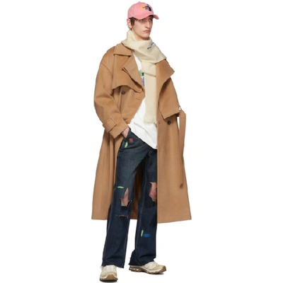 Shop Ader Error Beige Wool Robe Trench Coat