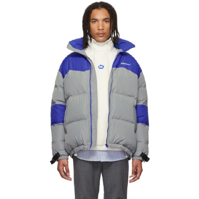 Shop Ader Error Grey And Blue Down Dup Puffer Jacket In Gray Blue