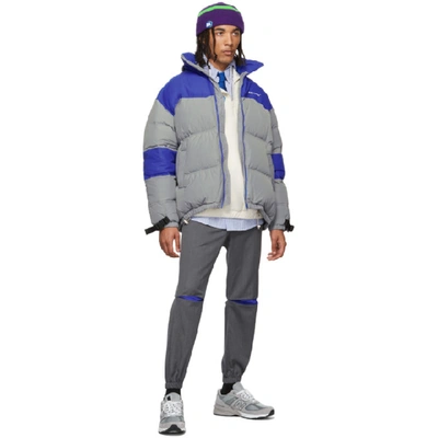 Shop Ader Error Grey And Blue Down Dup Puffer Jacket In Gray Blue