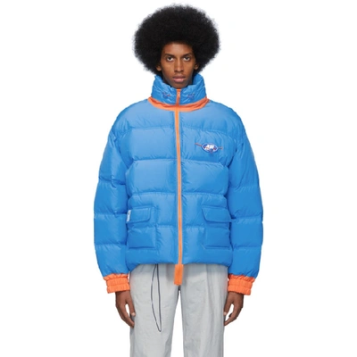 Shop Ader Error Blue Down Ae Puffer Jacket In Blue Blu