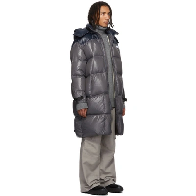 Shop Ader Error Grey Down Ae Puffer Coat In Black Blk