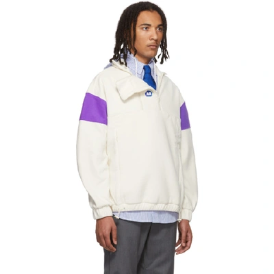 Shop Ader Error Off-white And Purple Fleece Pullover In Ivory Purpl