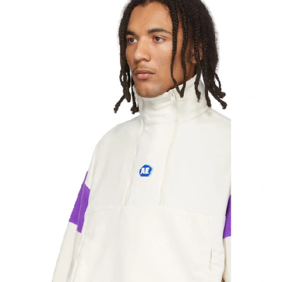 Shop Ader Error Off-white And Purple Fleece Pullover In Ivory Purpl