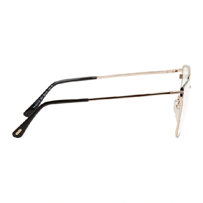 Shop Tom Ford Black And Gold Blue Block Thin Angular Glasses In 001 Blk Gld