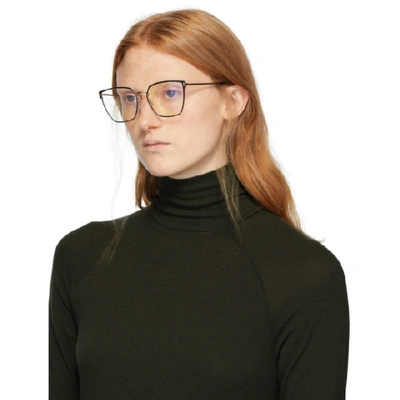 Shop Tom Ford Black And Gold Blue Block Thin Angular Glasses In 001 Blk Gld