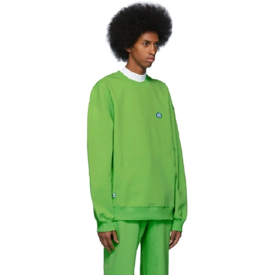 Shop Ader Error Green Stone Logo Sweatshirt In Neon Grn