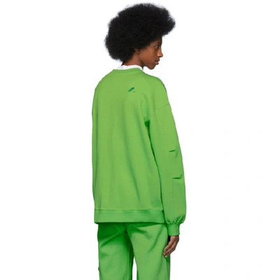 Shop Ader Error Green Stone Logo Sweatshirt In Neon Grn