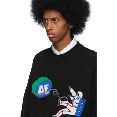 Shop Ader Error Black Wool Avity Crewneck Sweater