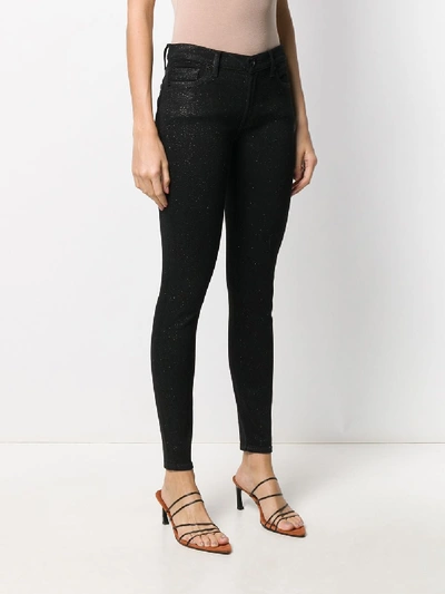 Shop 7 For All Mankind Skinny Slim Illusion Fame With All Over Glitter Trousers In Black