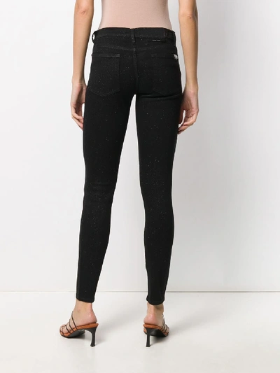 Shop 7 For All Mankind Skinny Slim Illusion Fame With All Over Glitter Trousers In Black