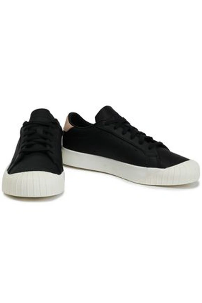 Shop Adidas Originals Everyn Suede-trimmed Leather Sneakers In Black