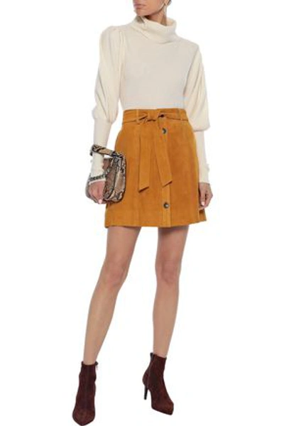 Shop Joie Neida Belted Suede Mini Skirt In Camel