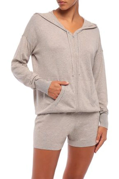 Shop Skin Bronwyn Cotton-blend Hooded Pajama Top In Neutral