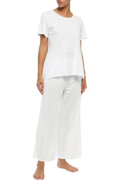 Shop Skin Jolie Pima Cotton-jersey Pajama Pants In White