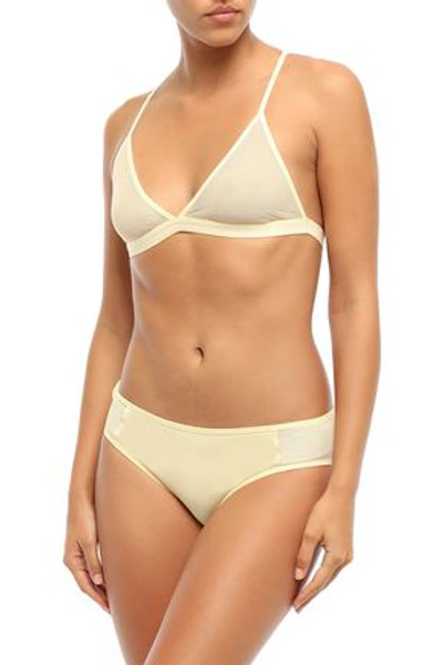 Shop Skin Odelyn Cotton-tulle Soft-cup Triangle Bra In Pastel Yellow