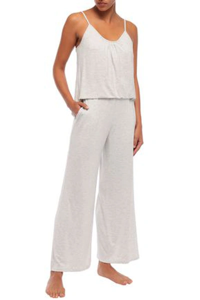 Shop Skin Lexie Gathered Mélange Stretch-jersey Camisole In Light Gray