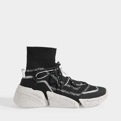 Shop Kenzo K-sock Slip On Sneakers In Black Polyester