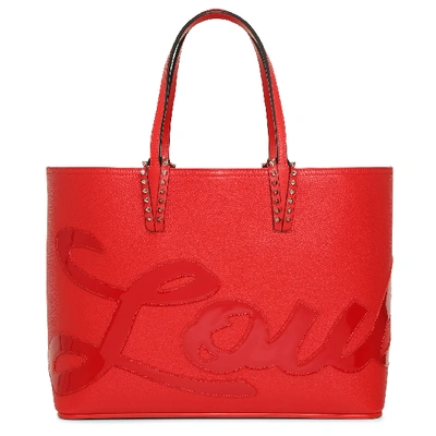 Shop Christian Louboutin Cabata Logo Calf Tote Bag In Red