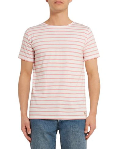 Shop Armor-lux T-shirt In Salmon Pink