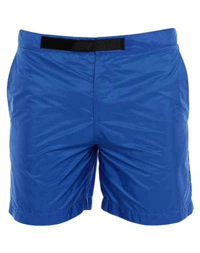 Shop Prada Swim Trunks In Bright Blue