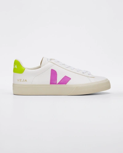 Shop Veja Jaune Fluo Flat Sneakers In White