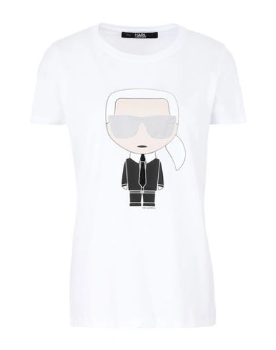 Shop Karl Lagerfeld Ikonik Karl T-shirt Woman T-shirt White Size Xs Cotton