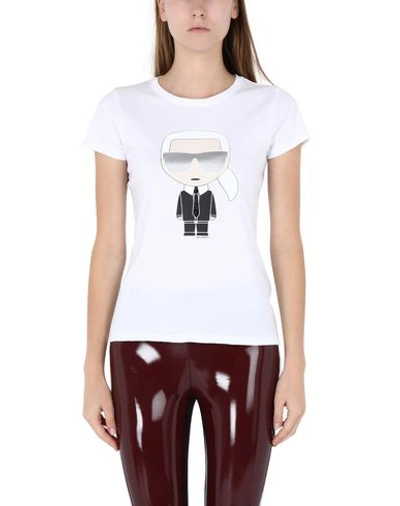 Shop Karl Lagerfeld Ikonik Karl T-shirt Woman T-shirt White Size Xs Cotton