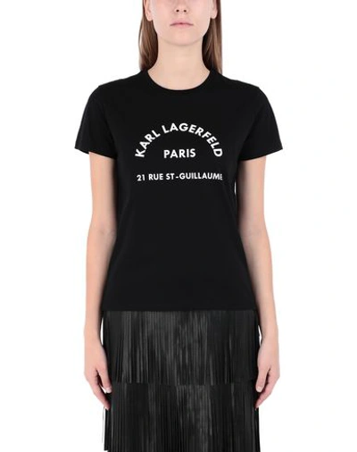 Shop Karl Lagerfeld Address Logo T-shirt Woman T-shirt Black Size Xs Cotton