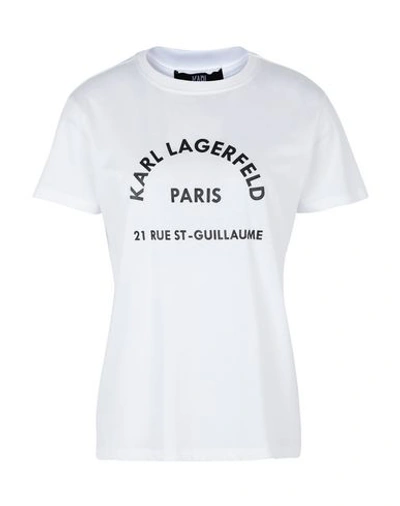 Shop Karl Lagerfeld Address Logo T-shirt Woman T-shirt White Size L Cotton