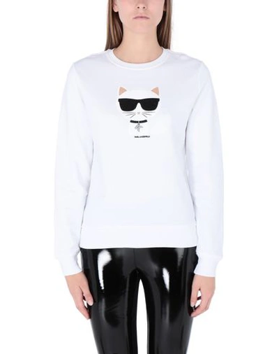 Shop Karl Lagerfeld Ikonik Choupette Sweatshirt Woman Sweatshirt White Size Xs Cotton