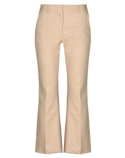 Shop Msgm Casual Pants In Beige
