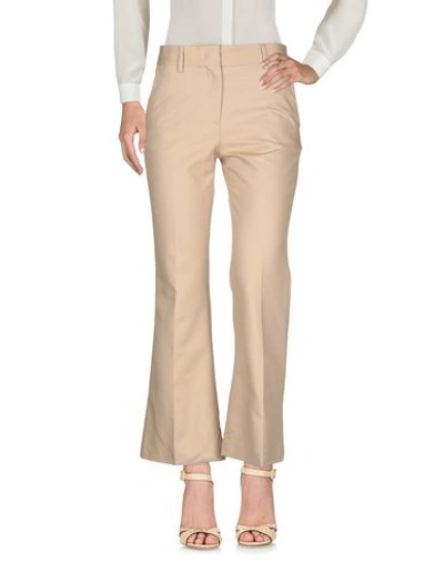 Shop Msgm Casual Pants In Beige