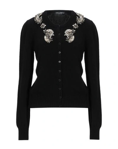 Shop Dolce & Gabbana Woman Cardigan Black Size 2 Cashmere, Crystal