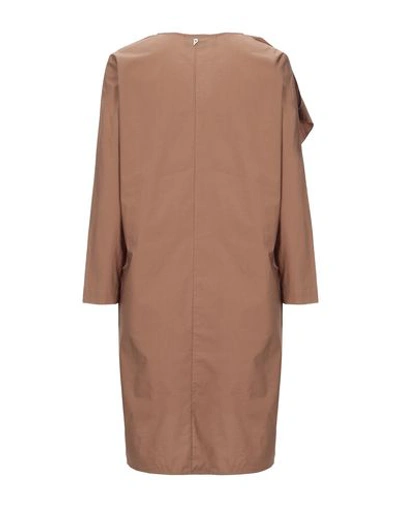 Shop Dondup Woman Mini Dress Khaki Size 2 Cotton, Elastane In Beige