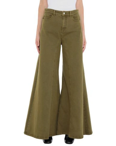 Shop Alberta Ferretti Woman Jeans Military Green Size 4 Cotton, Elastane