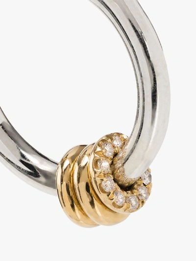 Shop Spinelli Kilcollin Sterling Silver Ara Diamond Hoop Earrings In Silver Yellow Gold
