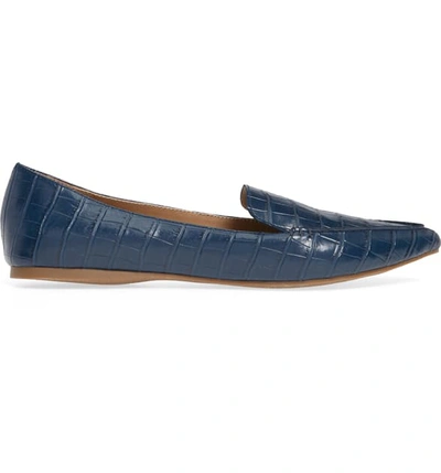 Shop Steve Madden Feather Loafer Flat In Blue Croco