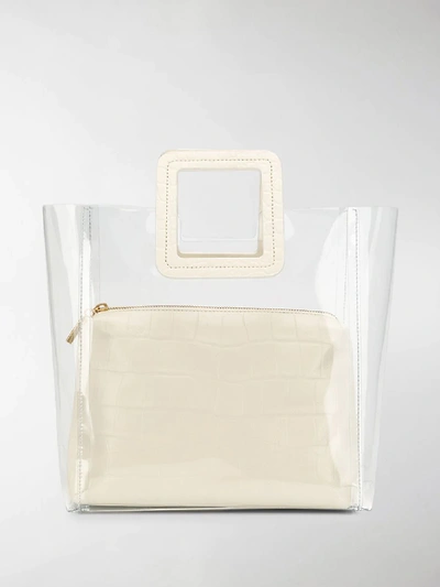 Shop Staud Embossed Large Tote Bag In White