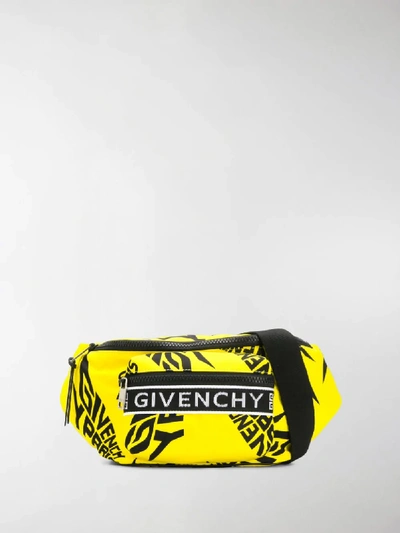 Shop Givenchy Logo Printed Belt Bag In Yellow