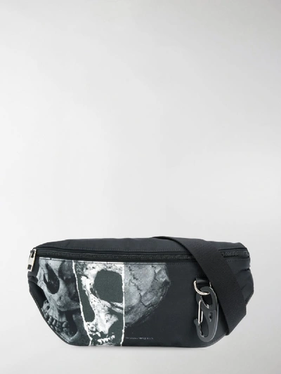 Shop Alexander Mcqueen Printed Skull Belt Bag In Black